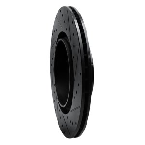 BMW 750LI Brake Rotor (1) - Rear Left - R1 Concepts - Drilled & Slotted - Black - `09-`19